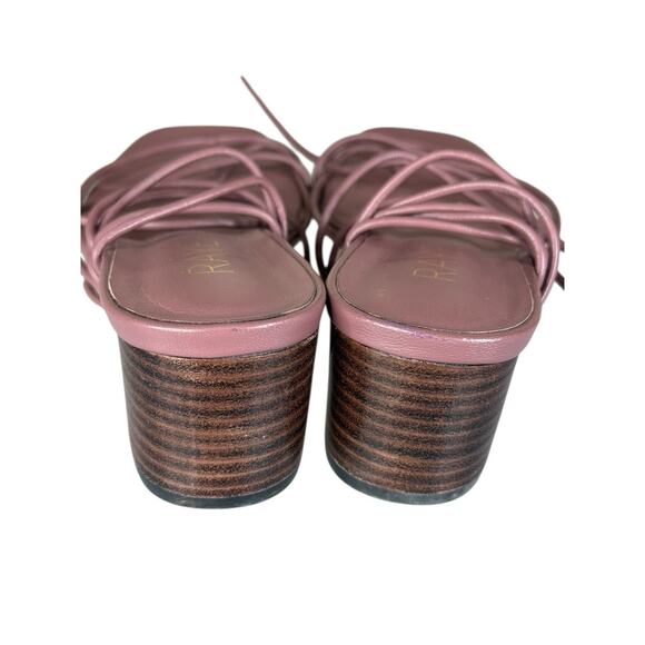 RAYE Talia Pink Leather Ankle Wrap Sandals Block Heel Size 8.5 - Picture 12 of 13